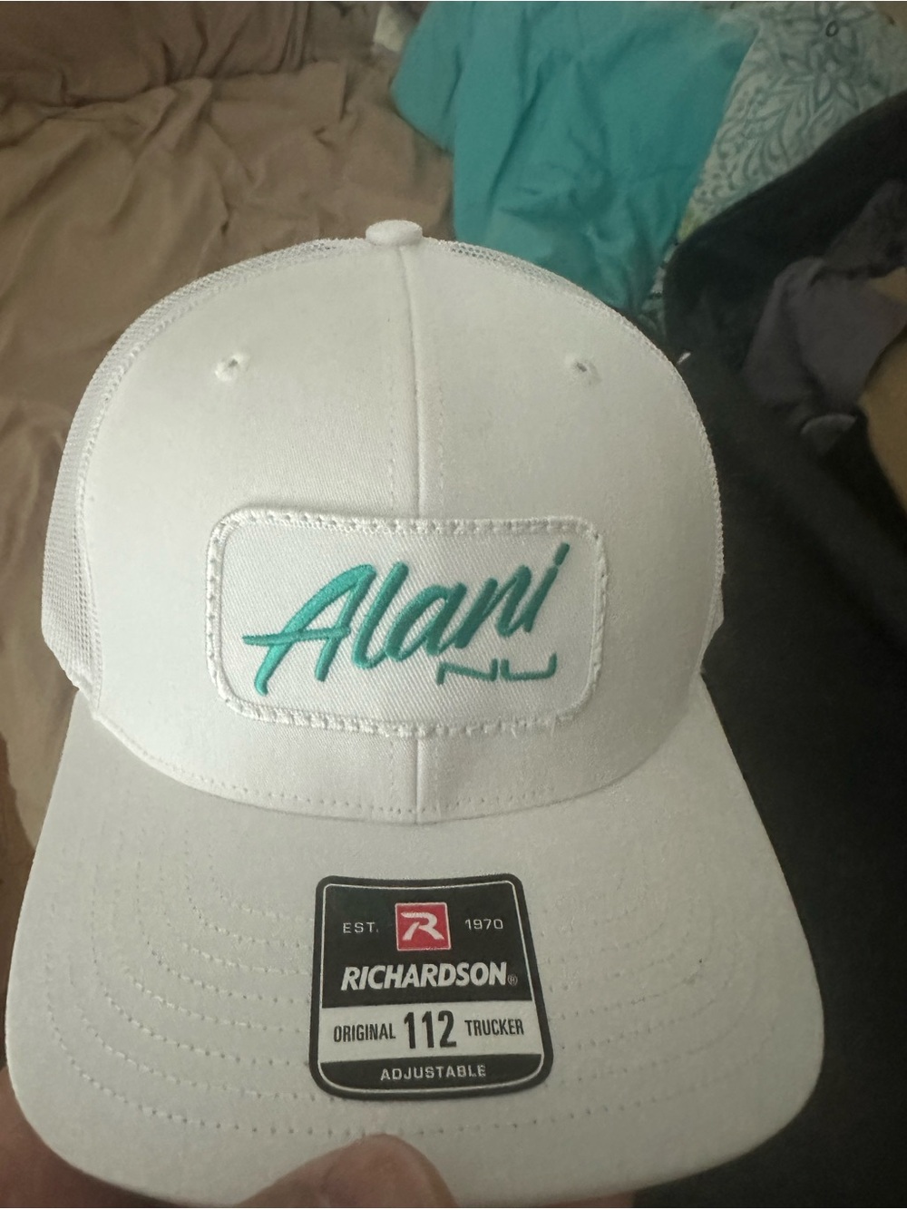 Alani White & Teal Trucker Hat by Richardson